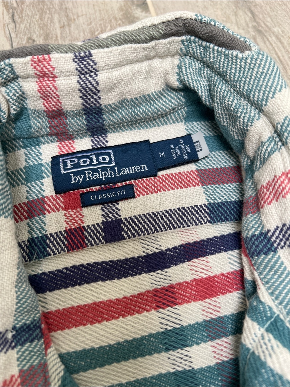 Polo by Ralph Lauren Teal, Cream & Red Plaid Flannel Shirt - Picture 7 of 12